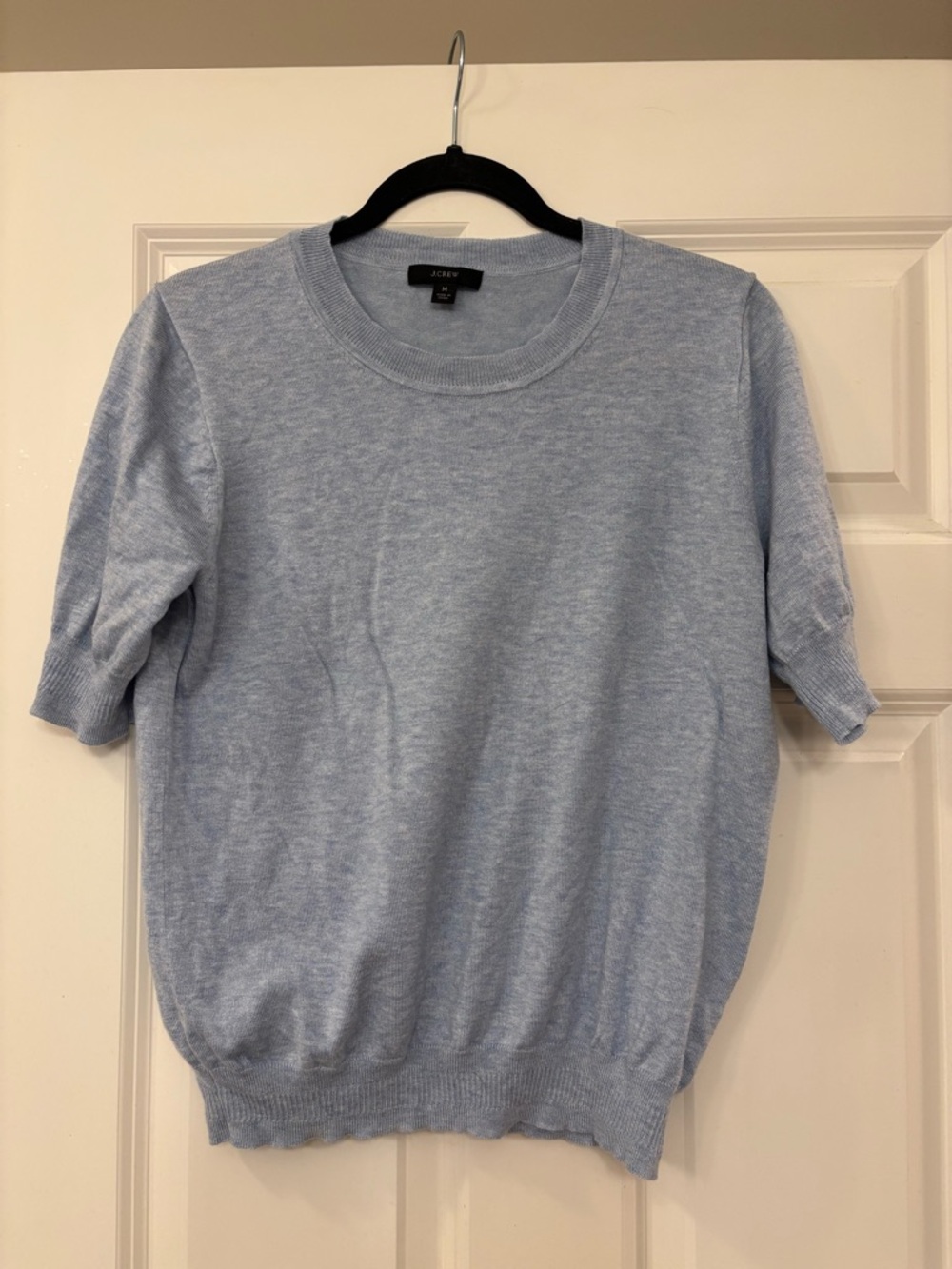 J. Crew Pale Blue Short-Sleeve Crewneck Sweater